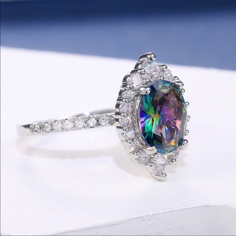 New 925 Silver Colorful Topaz Ring - Picture 3 of 8